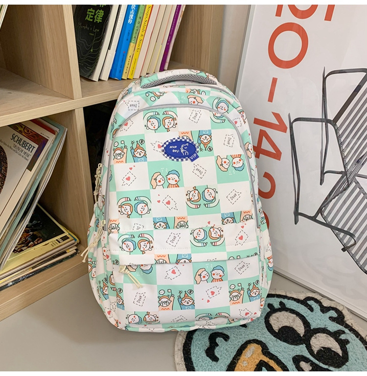 简约校园休闲背包2023韩版大容量休闲双肩包日系个性涂鸦学生书包详情23