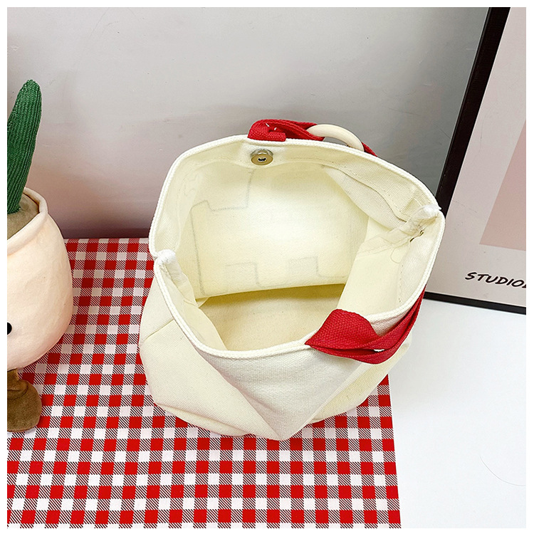 上班族便携妈咪帆布包购物学生可爱水桶型手拎便当带饭盒手提包女详情30