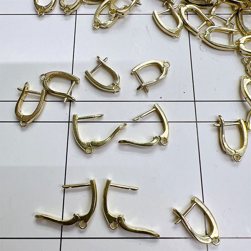 Simple U-shaped earrings with pendant rings, teardrop-shaped copper ear clips, handcrafted diy earrings, earrings and accessories, wholesale materials pic 4