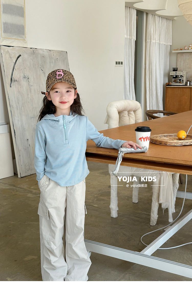 女童T恤春季2025新款韩范修身小女孩连帽上衣儿童长袖春装详情32