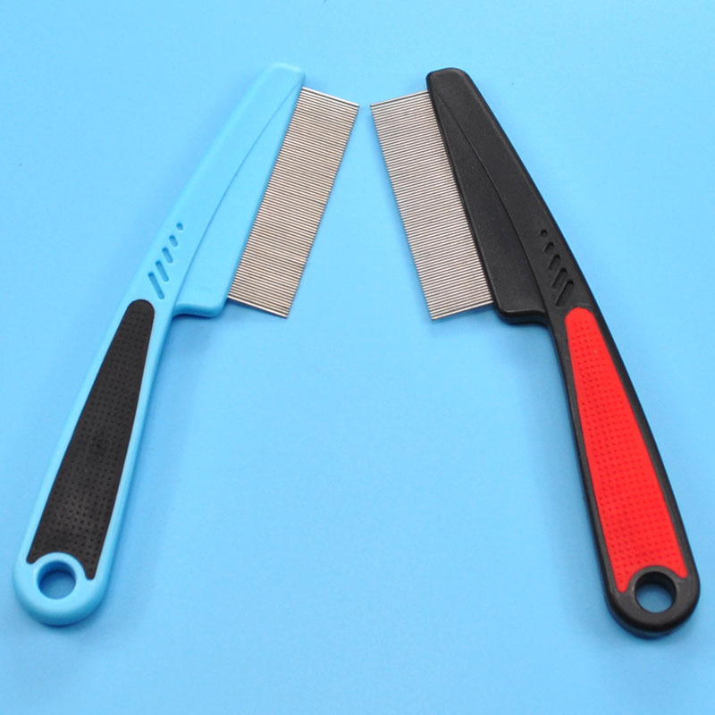 Pet dog flea comb, fine-toothed stainless steel needle flea removal comb, dog lice catch pic 1