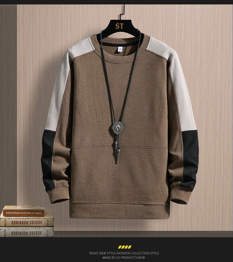 2022 Autumn/Winter new double-sided German fleece long-sleeved T-shirt for men, Korean-style trendy fleece hoodie, casual top for men pic 22