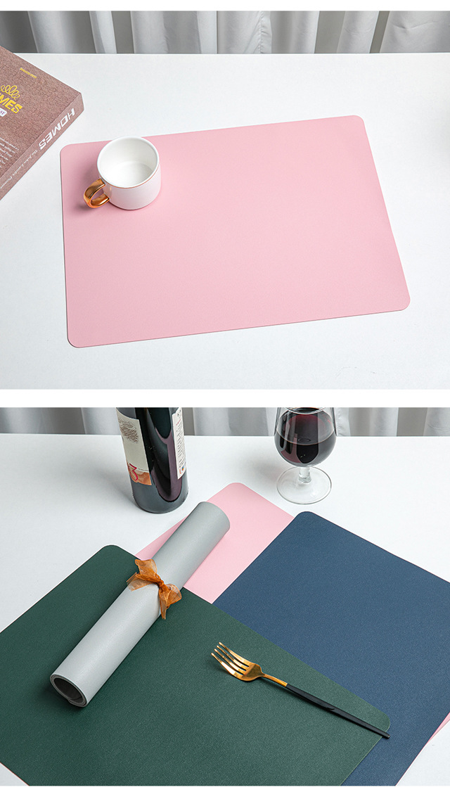 Creative Nordic-style square anti-slip bottom leather placemats, waterproof and oil-proof Western-style heat insulation pads, household heat-resistant pads pic 18