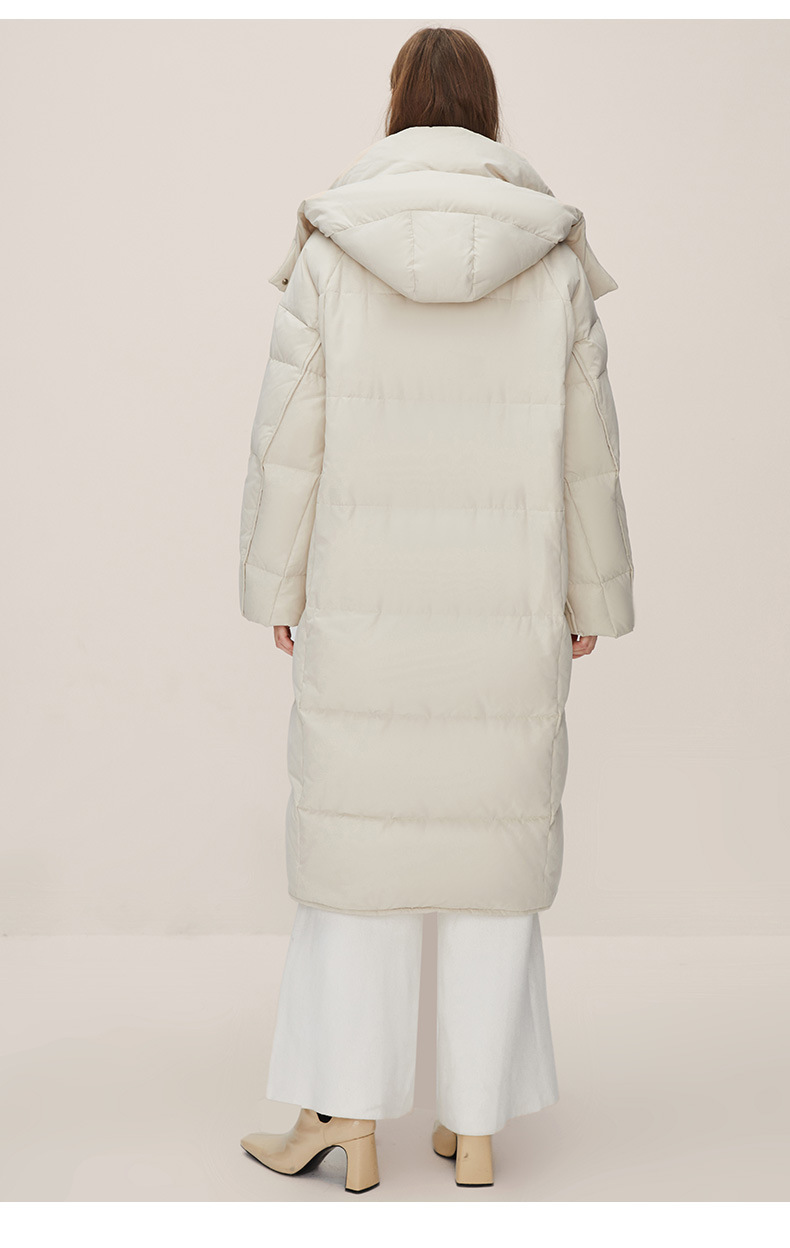 Jiazehua 2022 New 90-down quilt style down jacket for women, knee-length, loose, thick and hooded, warm for women pic 23