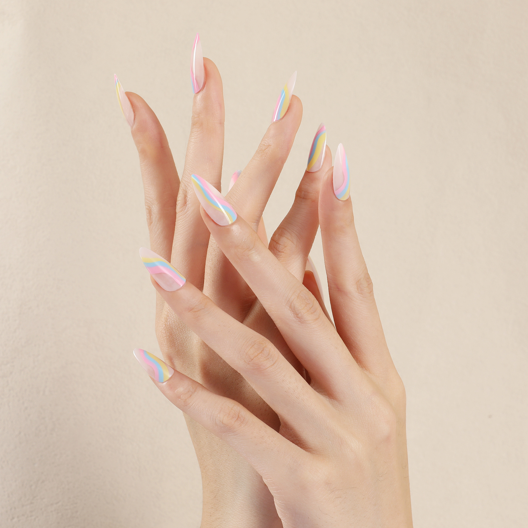 24-piece new pointed almond nail lollipop patterned wearable nail sheet full-size accessory tool kit pic 22
