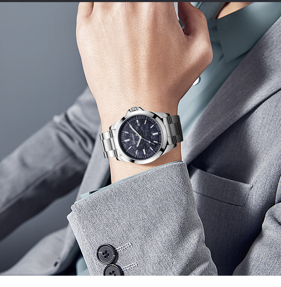 Sinobi男款手表男防水高级感商务石英表男表实心钢带男士广州腕表详情19