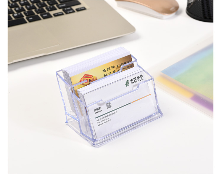 Transparent plastic business card holder, exhibition business desktop business card box, simple and transparent single-layer, double-layer and triple-layer business card stand pic 9