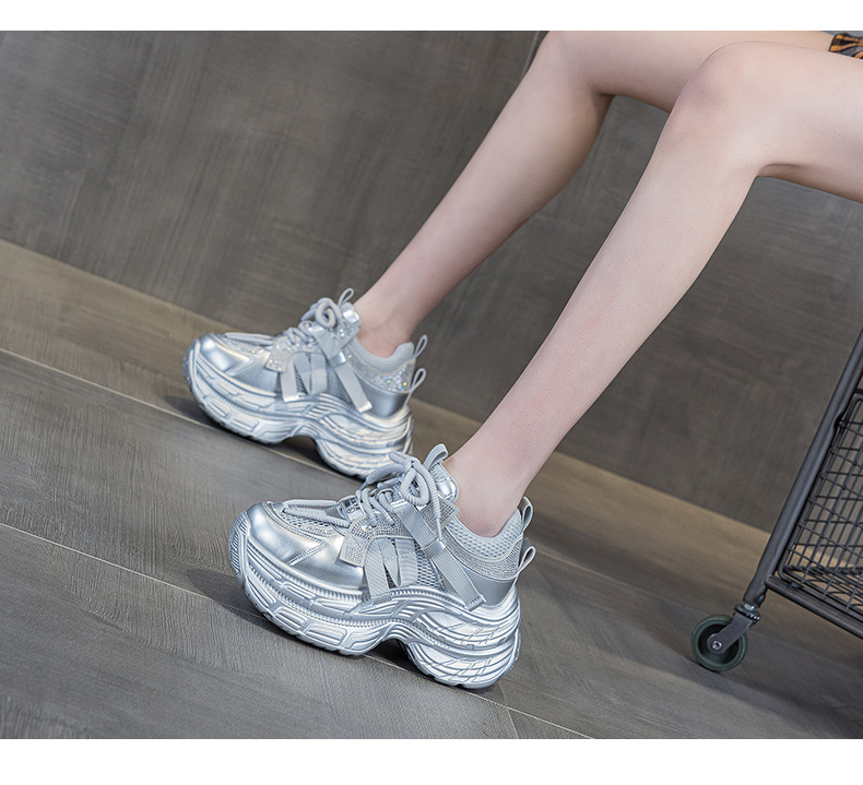 厚底网红时尚老爹鞋女2025新款休闲百搭内增高轻便小个子运动潮鞋详情38