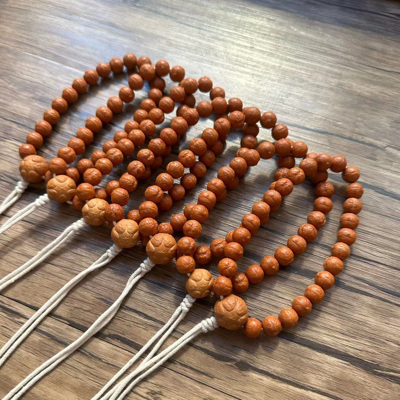 精品猴头菩提雕刻10mm凤眼手持珠鲨鱼背龙须虎爪老型桶珠京八棱财神大土豪猴头菩提子佛珠念珠盘玩手串文玩手链文玩手串详情23