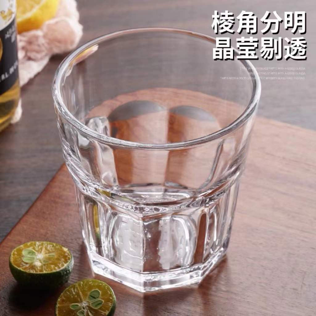 Thickened glass heat-resistant water cup, octagonal household breakfast cup, foreign wine, whisky, spirits, open beverage, juice cup pic 5