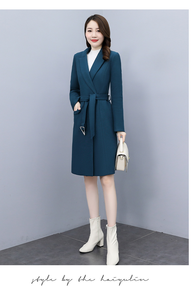 High-end woolen coat for women, mid-length, 2021 autumn/winter new style, fashionable and elegant, a slimming and form-fitting woolen coat for socialite pic 29