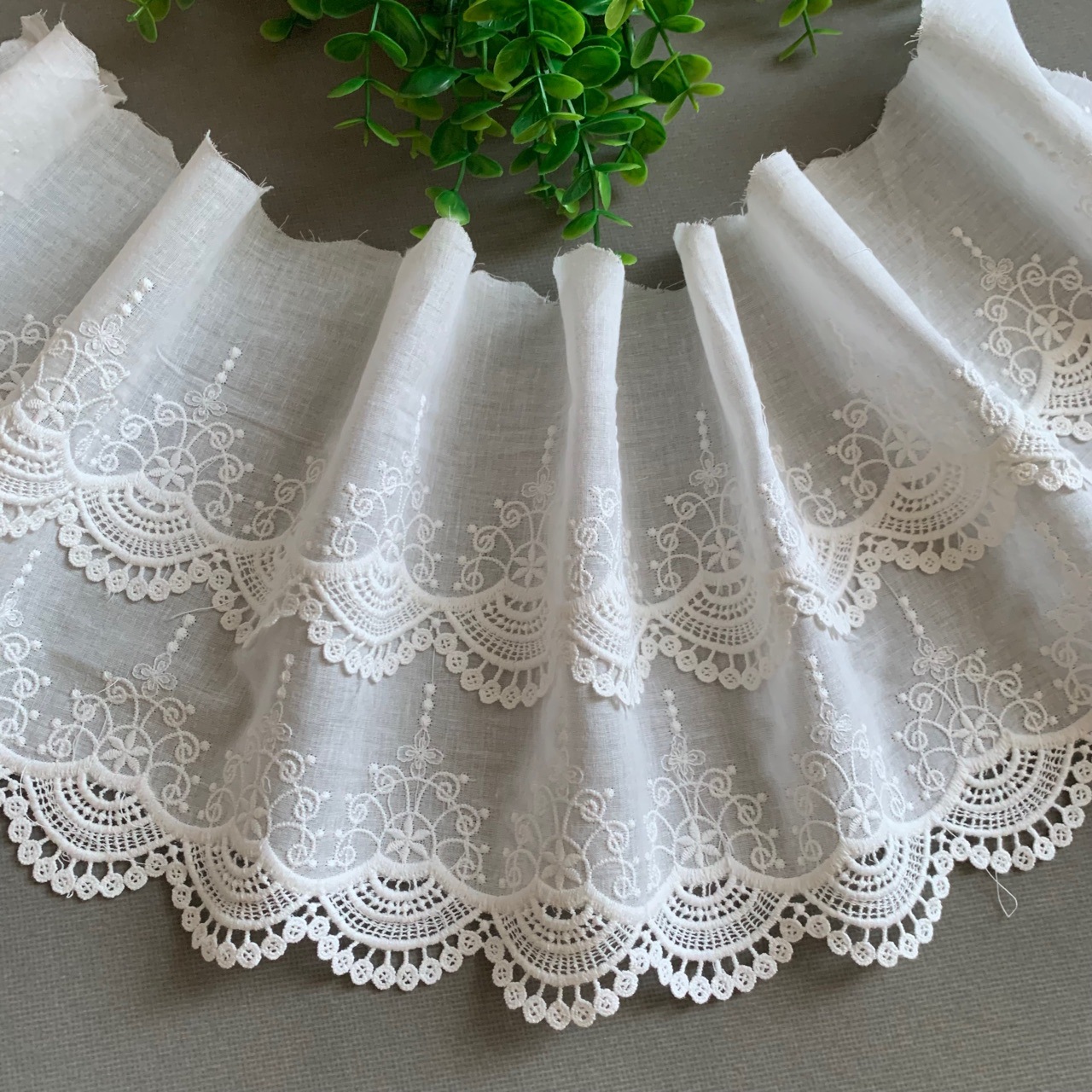 宽21.5cm厂家批发韩日风立体双层绣花镂空花边女装裙摆袖口，领口详情2