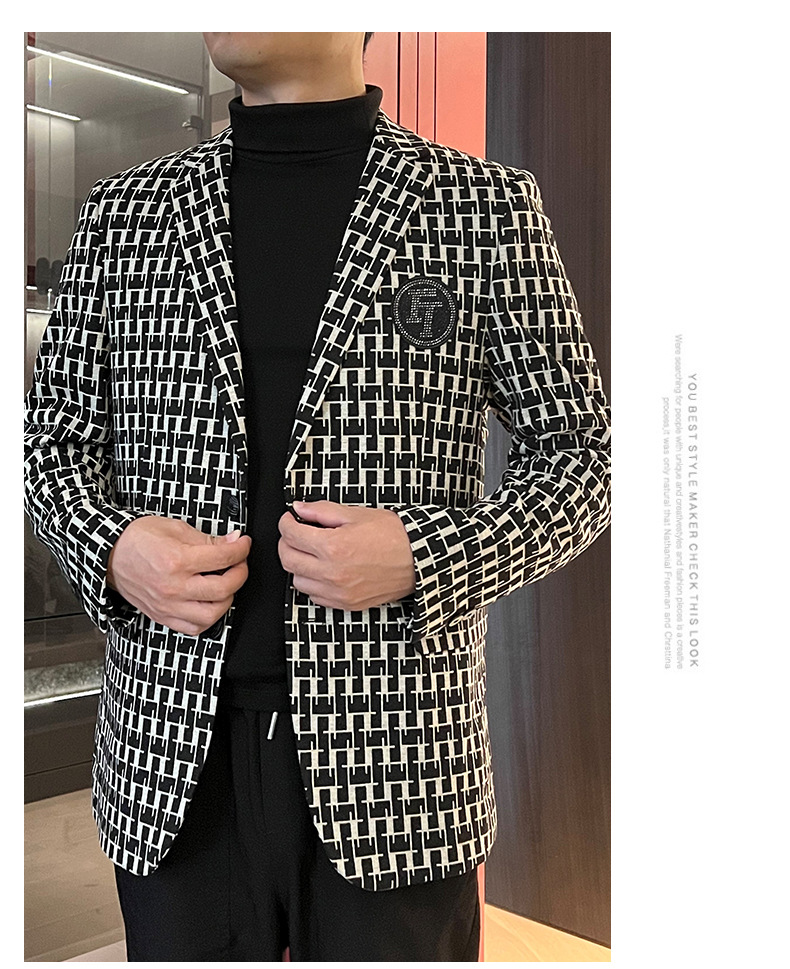 Negocios chaqueta a cuadros traje de hombre tendencia de la moda ropa de hombre versión coreana estilo de otoño top slim casual traje hombre pic 10