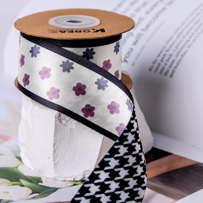 AB side small floral patterns, thousand bird patterns, printed webbing, flower gift packaging, DIY hair accessories, bow bag decoration pic 19