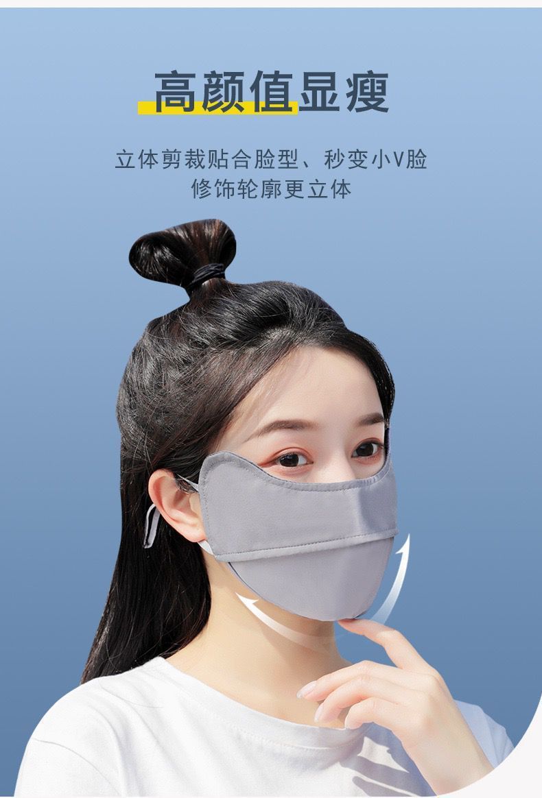防晒口罩女高颜值护眼角防紫外线遮阳半脸面罩冰丝夏季薄款透气详情8