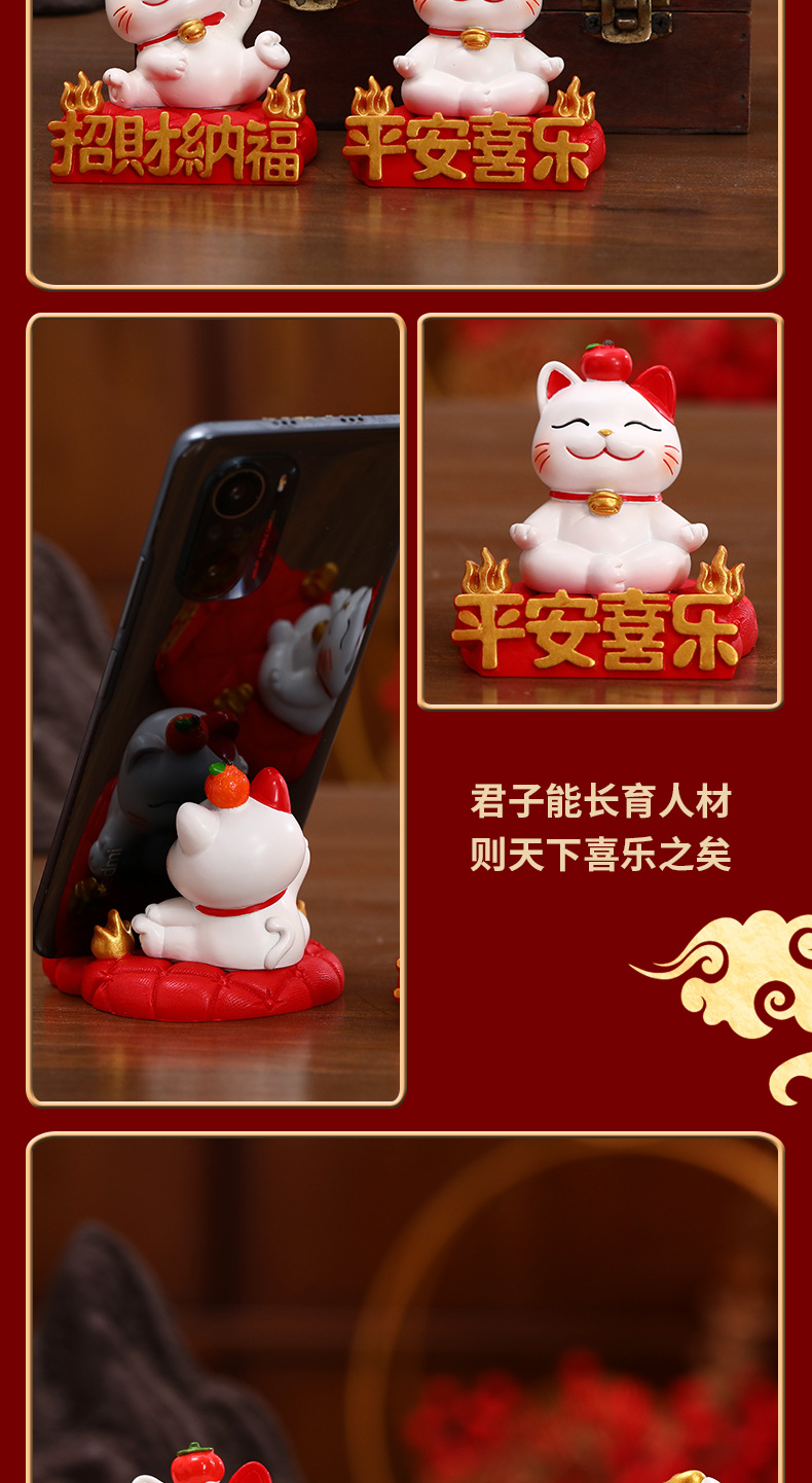 New creative Maneki Neko mobile phone stand desktop decoration resin handicraft display piece pic 9