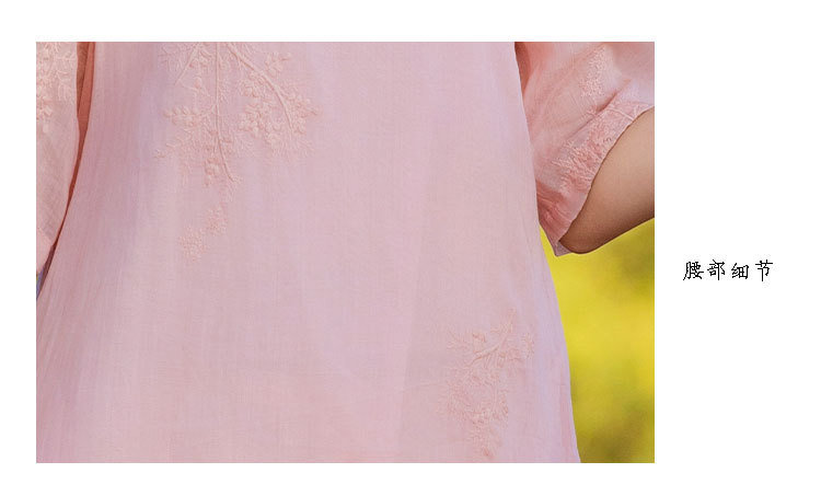 新中式棉麻女装苎麻连衣裙2024春夏新款立领国风复古改良旗袍批发详情18