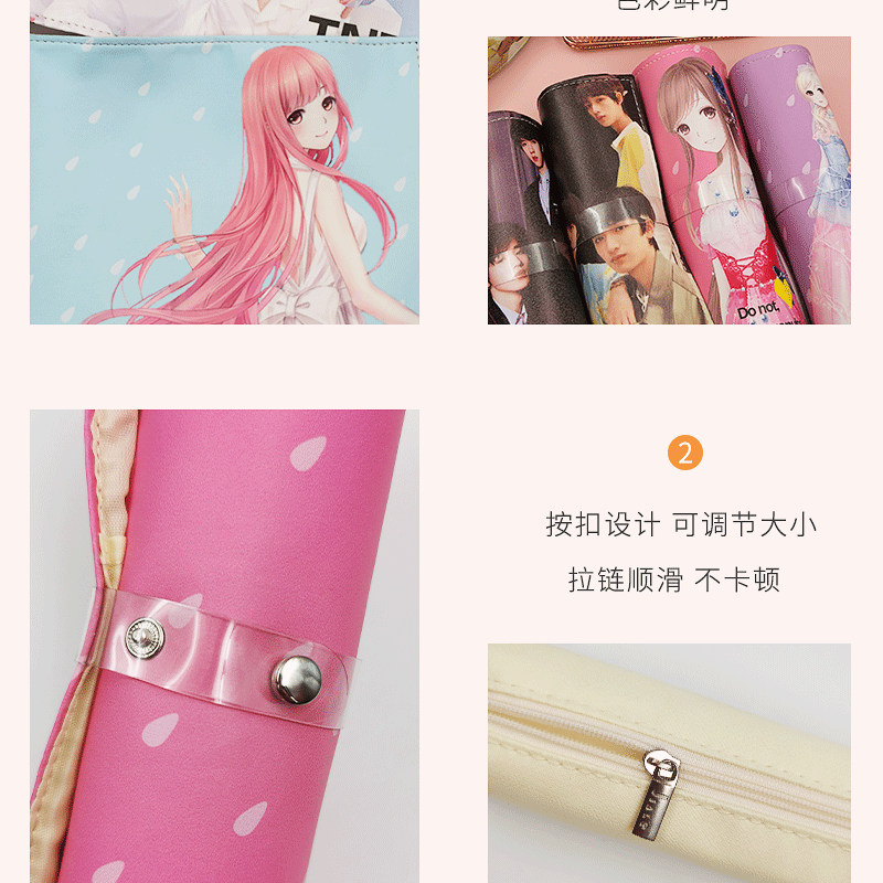 Creative roller shutter pen case, anime star student built-in small pen case, creative multi-functional, fresh and cute cartoon PU leather pic 6