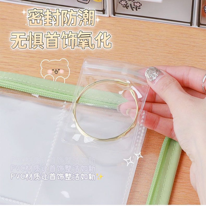 Convenient zipper dust-proof and anti-oxidation earring, necklace, bracelet and accessory storage book, transparent snap PVC self-sealing bag pic 5