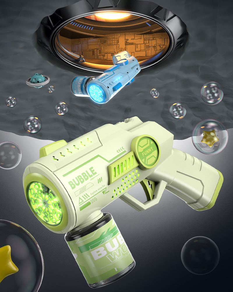 网孔泡泡机手持吹泡泡枪全自动加特林20孔电动带灯光儿童地摊玩具槐兴详情9