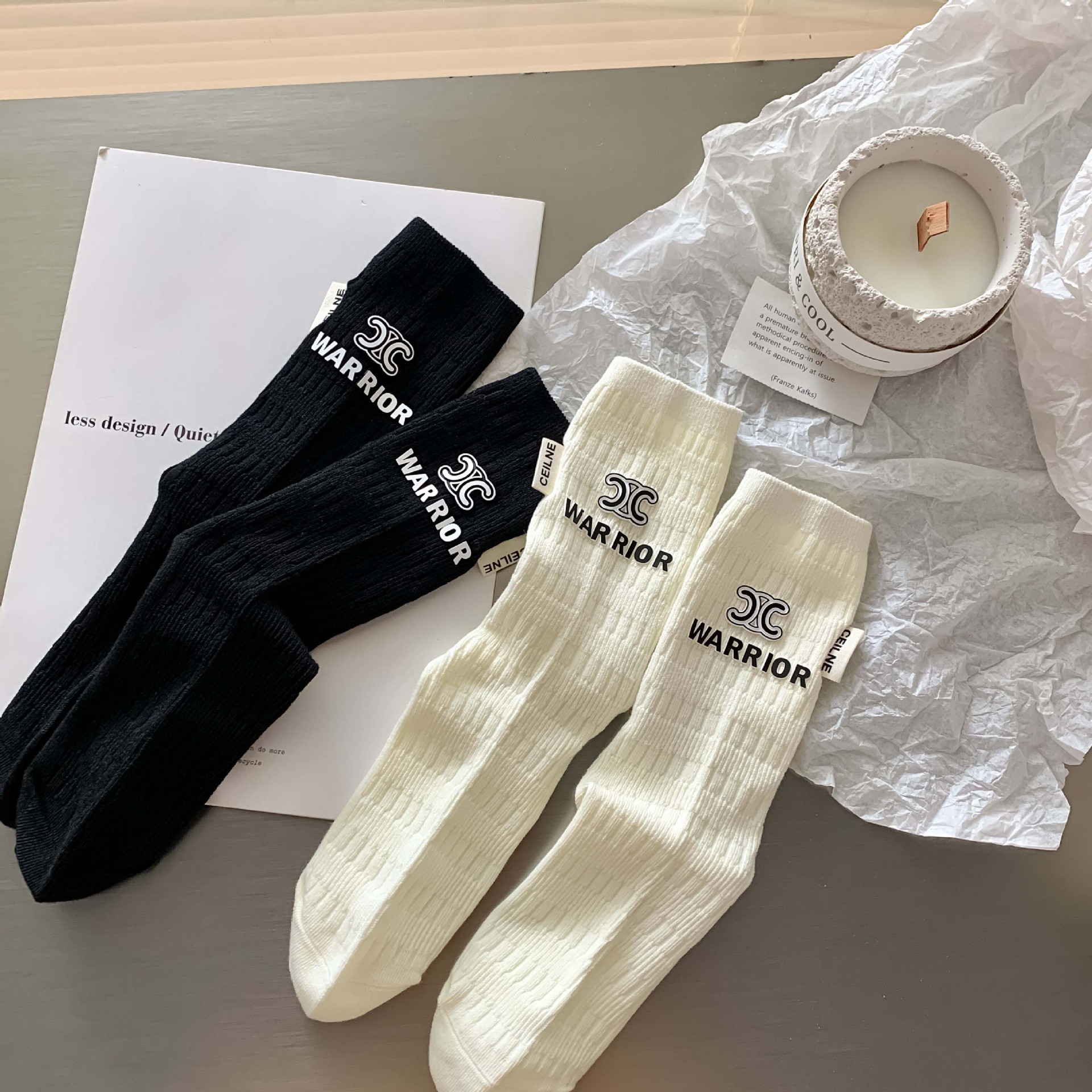 2023袜子女早秋字母欧货中筒袜ins棉质个性洋气百搭外穿网红潮袜详情4