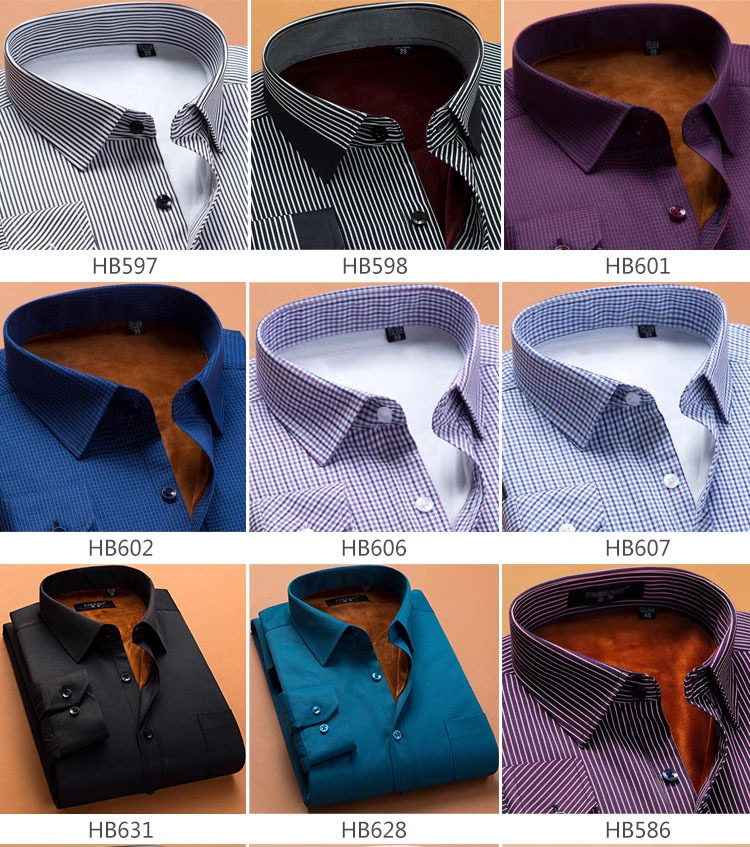 Brand fleece long-sleeved shirts for men, warm and thick for autumn and winter, middle-aged white inch shirts, professional formal work shirts pic 19