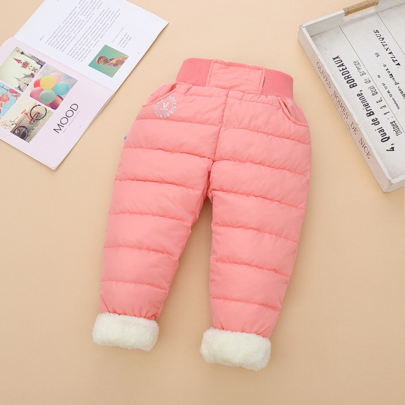 Children's down cotton pants for boys and girls are added with more down and thickened in winter. Warm and windproof high-waisted outerwear pants for middle and large children are trendy pic 7
