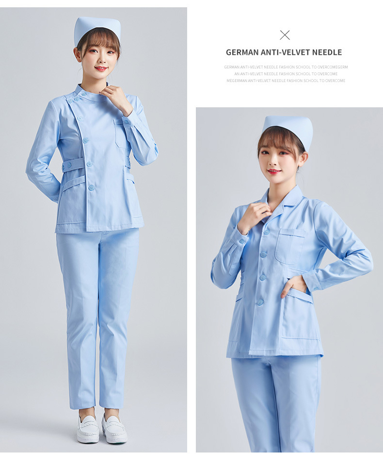 护士服小褂短长袖粉蓝白色药店服偏领小褂护理院工作服女修身医院详情12