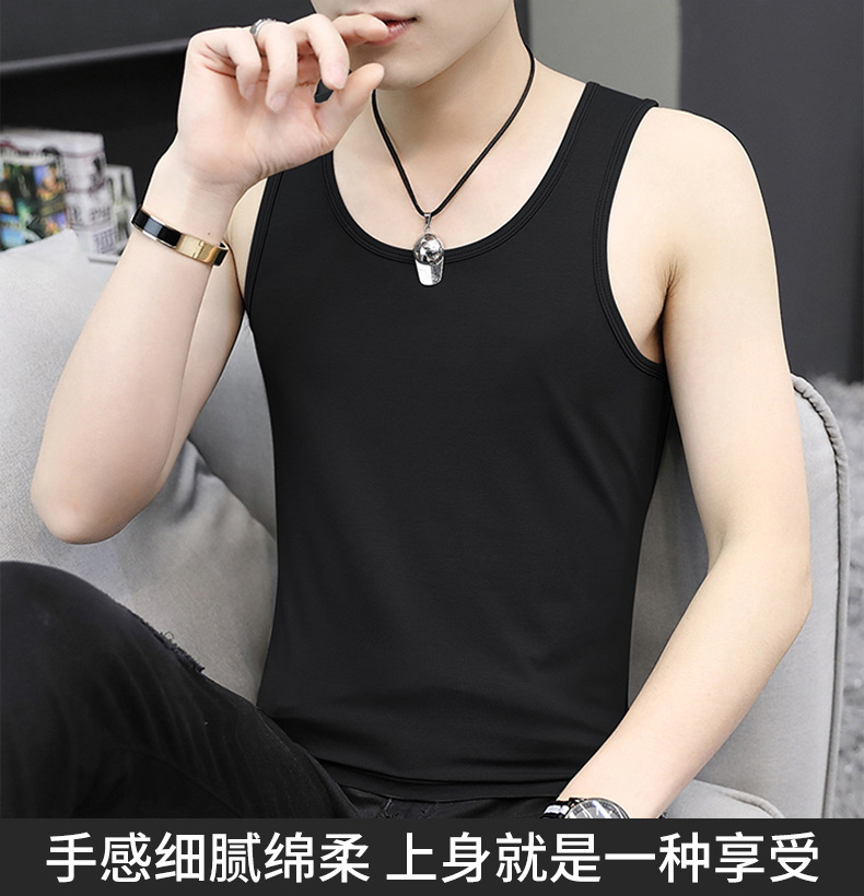 男士背心夏季薄款棉质修身坎肩背心透气内穿男生宽肩打底汗衫批发详情1