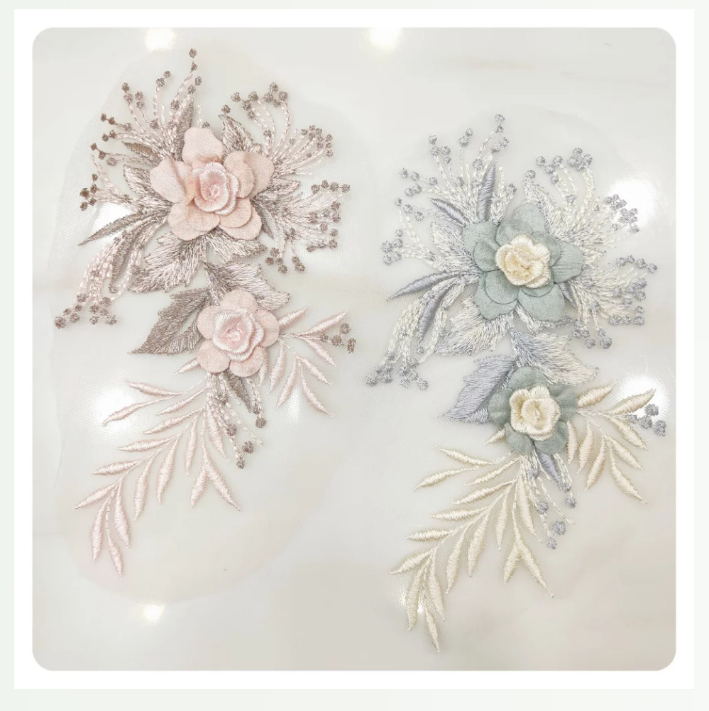 网纱钉珠电脑立体绣花diy晚礼服童装婚纱服装辅料刺绣贴花详情4