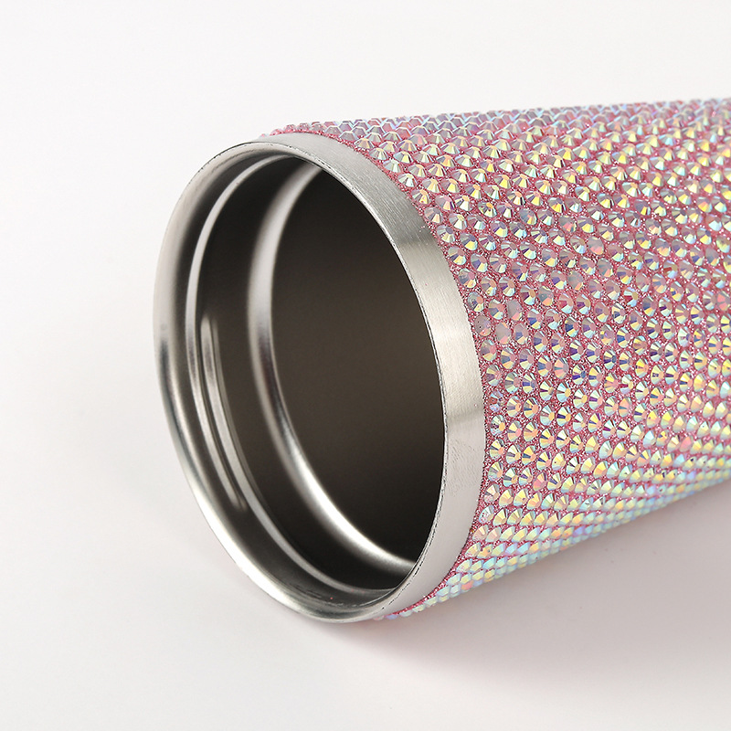 镶钻保温杯双层不锈钢吸管杯贴钻水钻咖啡杯礼品杯镶钻水钻饮料杯详情7