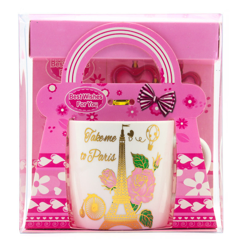 Export ceramic coffee cups with gilded patterns on the Eiffel Tower, French architecture, household universal style, factory direct supply pic 7