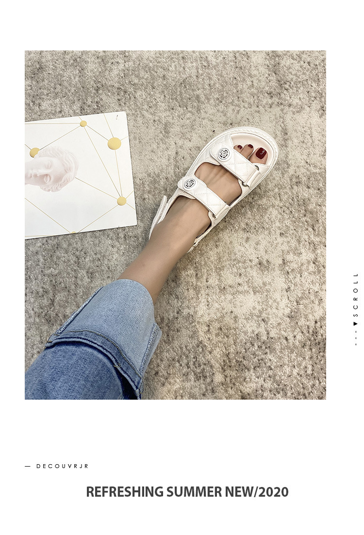 小香风凉鞋女2024新款仙女风真皮魔术贴夏新款百搭平底女鞋ins潮~详情17