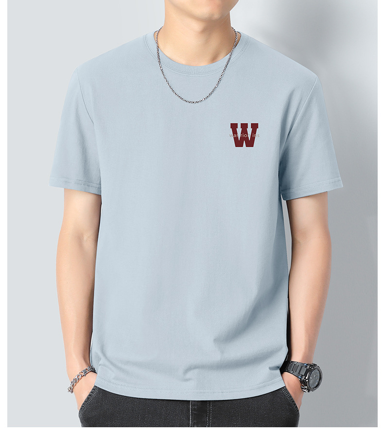 Heavyweight pure cotton short-sleeved T-shirt for men 2024 Summer New trendy youth long-staple cotton half-sleeved all-cotton body T-shirt for men pic 22