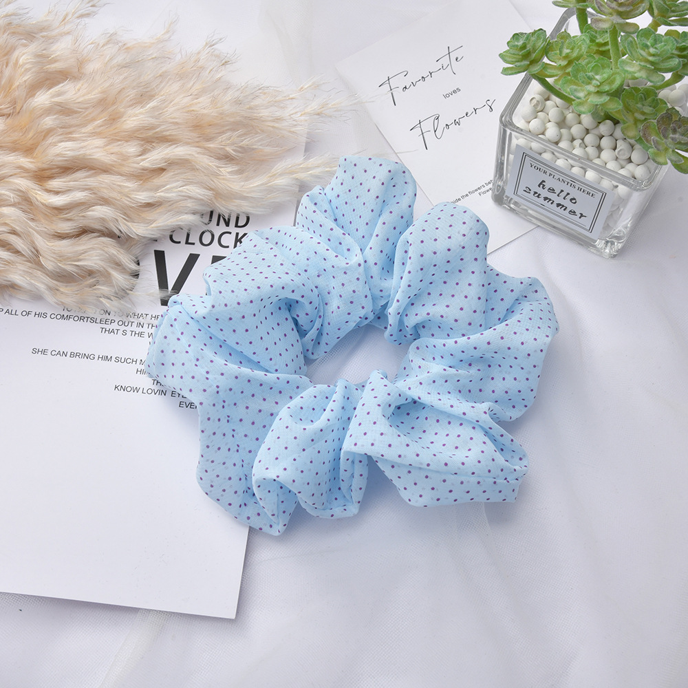Fresh and sweet large intestine hair band, versatile and simple solid color polka dot hair accessory, forest-style ins hair accessory wholesale pic 4