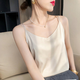 夏季女装上衣新款短袖女式冰丝针织T恤女V领t恤拼色宽松一件代发详情13