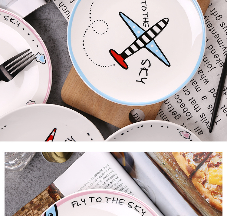 Airplane plate, simple and creative breakfast plate, dessert and pastry, Western plate, steak plate, dumpling plate, steak plate, pasta plate pic 6