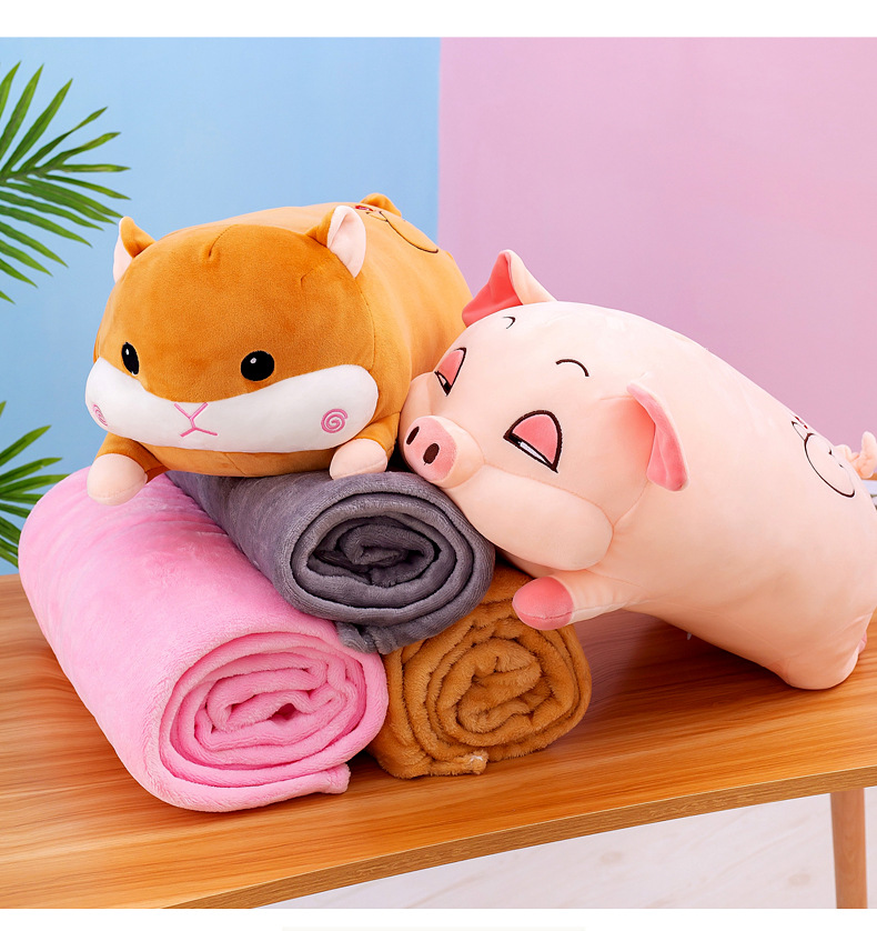 New cartoon animal throw pillow, two-in-one pig doll, air-conditioned blanket, birthday gift for the event, one-piece delivery pic 12