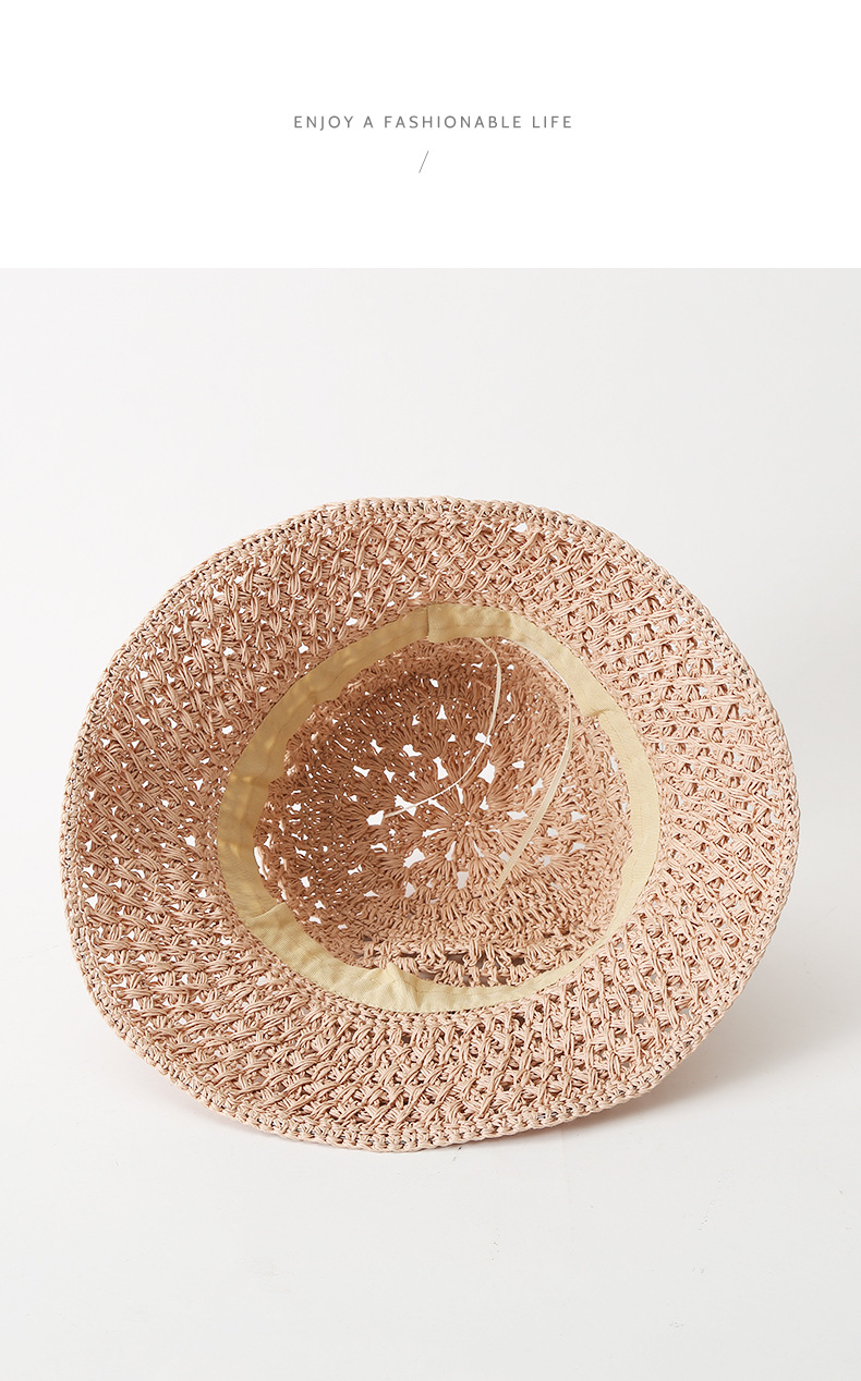 Summer beach hat for women wearing straw hats, Japanese fashion, trendy paper hat, casual monofilament, perforated, breathable and versatile woven straw hat pic 17