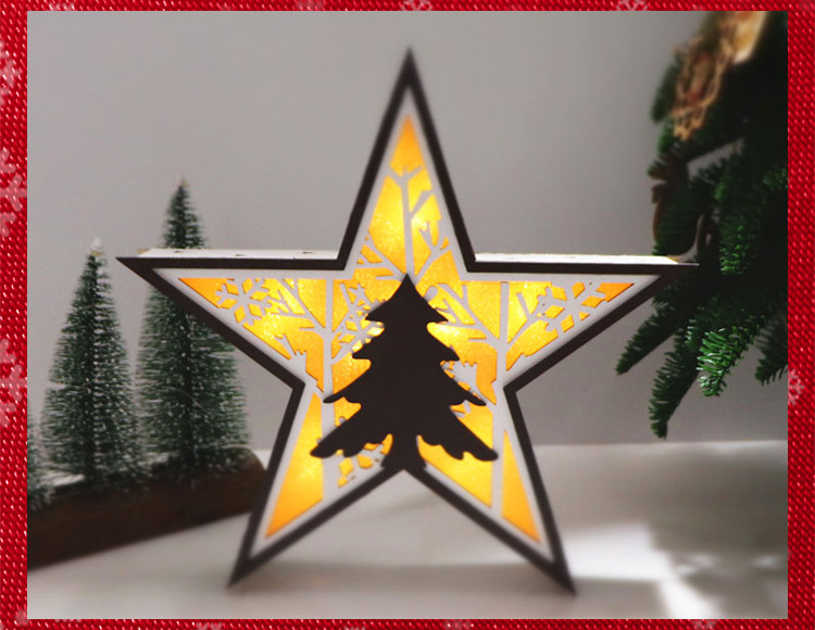 Creative Christmas decorative wood products, five-pointed star handcrafted wooden handicrafts, cross-border environmental atmosphere decorative lights pic 45