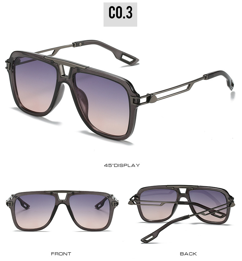 2022 New style European and American sunglasses, artistic square frame crossbeam sunshade, sun protection, perforated metal leg sunglasses for women pic 8