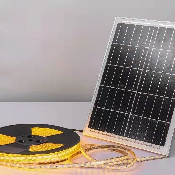 太阳能灯带花园别墅庭院广告牌氛围灯户外防水led软灯条暖光超亮详情8