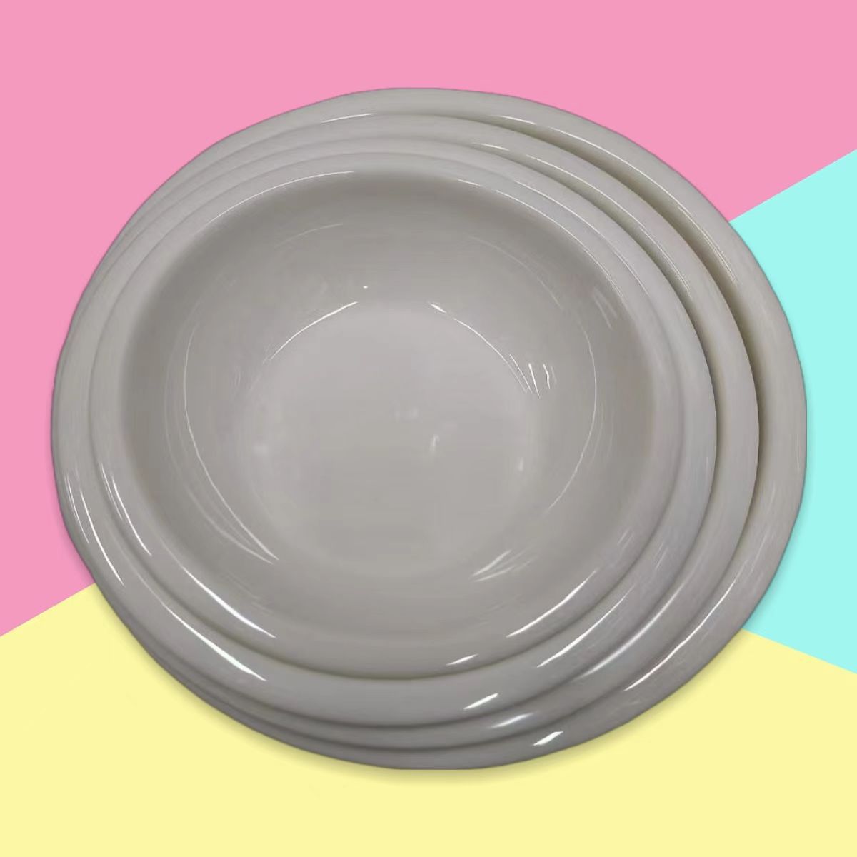 White melamine creative round plates for hotel hot pot, banquet dishes, cold dishes, snacks, plastic flat plates, pastries, commercial use pic 7