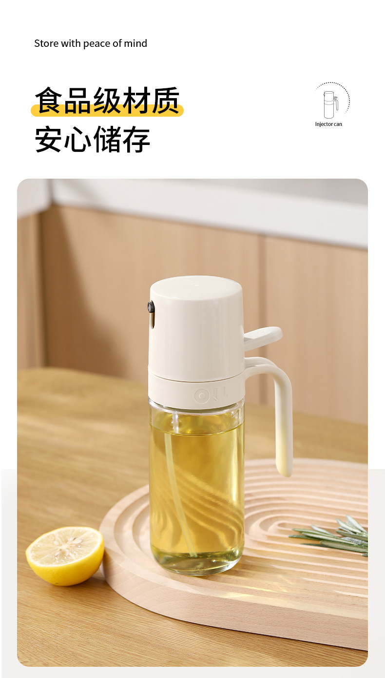 FaSoLa kitchen transparent glass spray oil can bottle sealed to prevent oil leakage, household press spray oil storage can pic 10