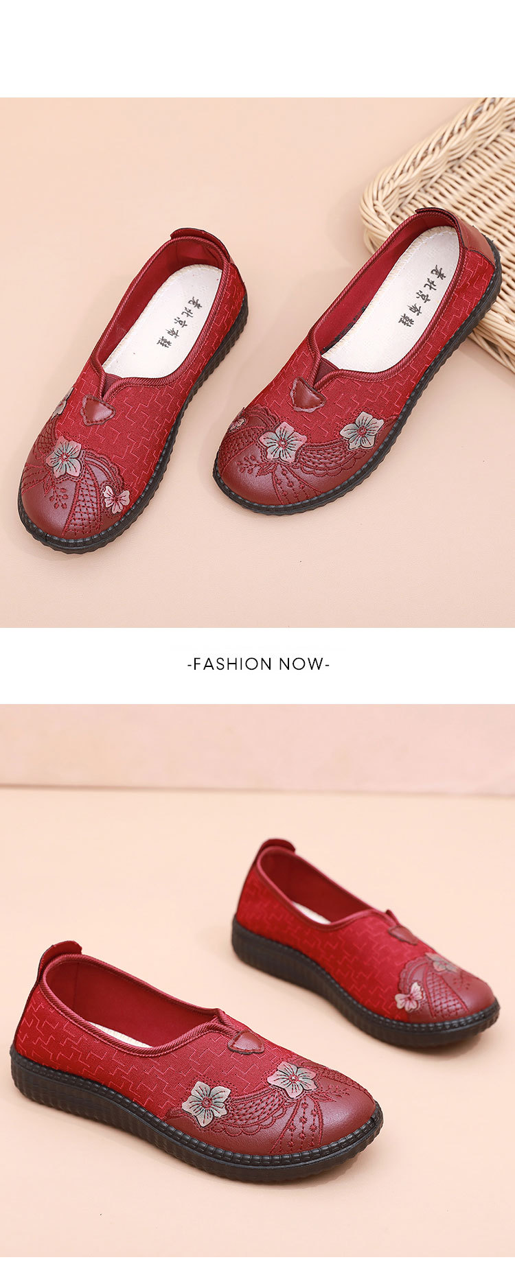 Old Beijing cloth shoes, single shoes for women, Spring Festival elderly mothers, round toe loose flat shoes, breathable and anti-slip soft-soled grandma shoes pic 15