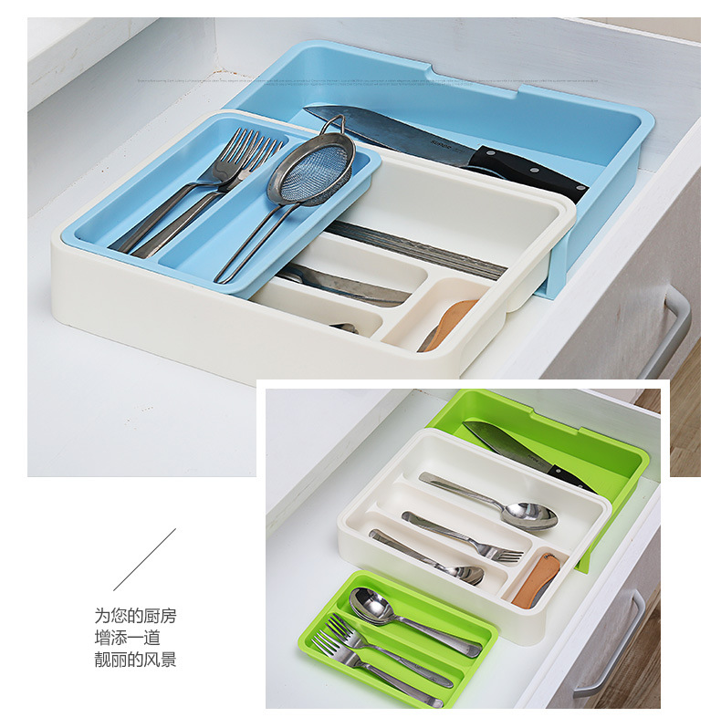 Retractable kitchen storage rack, tableware drawer, organizing and storage box, freely separable and compartment-divided plastic organizing box pic 11