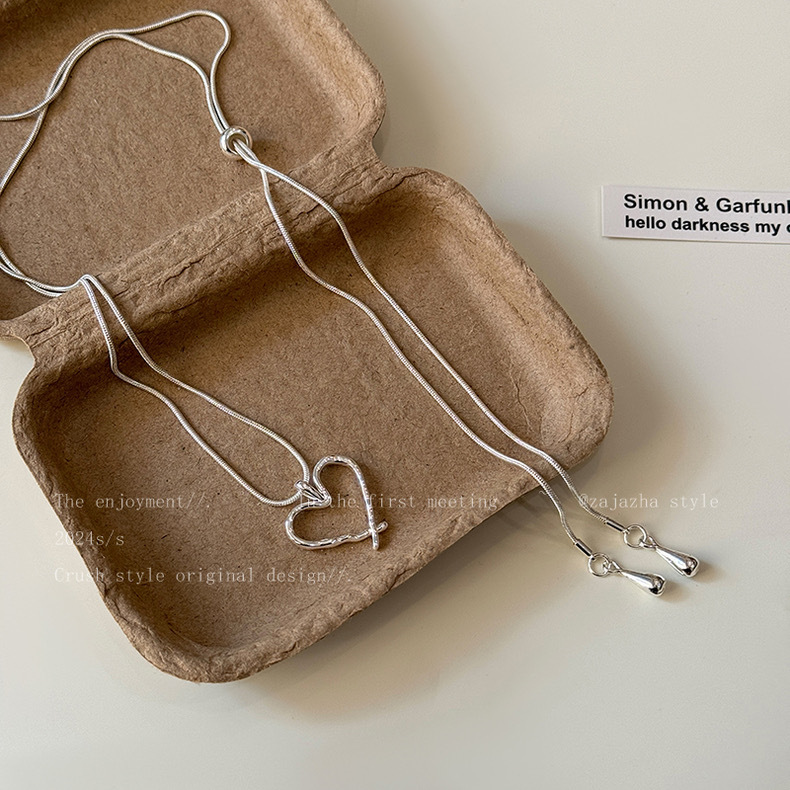 Cold and simple pull-out silver titanium steel snake bone necklace for women, 2025 new style, light luxury and high-end long sweater chain pic 2