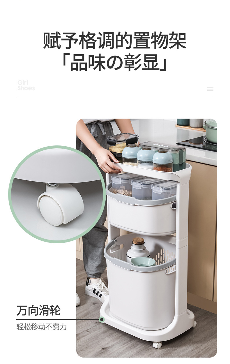 Factory direct sales: Household multi-functional storage rack with wheels, rotating bathroom floor-standing storage basket, bathroom laundry basket pic 18
