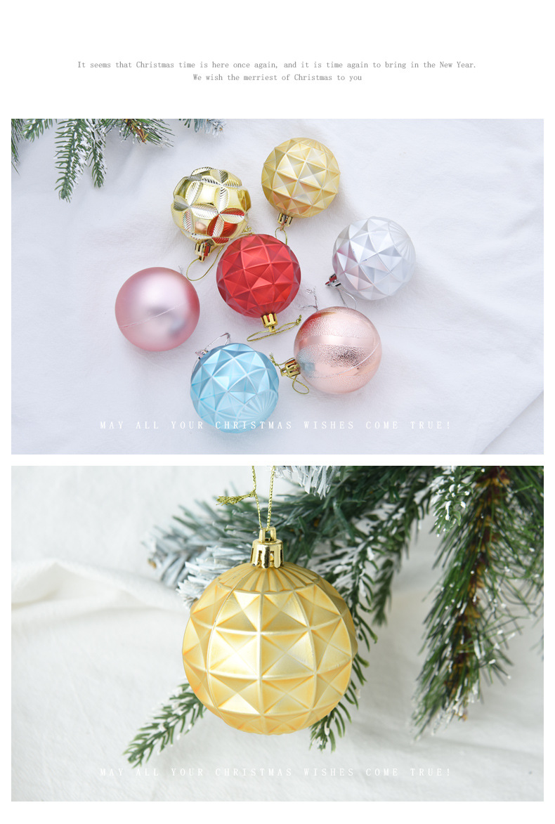6cm irregular-shaped Christmas balls, golden Christmas tree, window display decoration, hanging balls, 16 bucket plastic Christmas balls pic 3