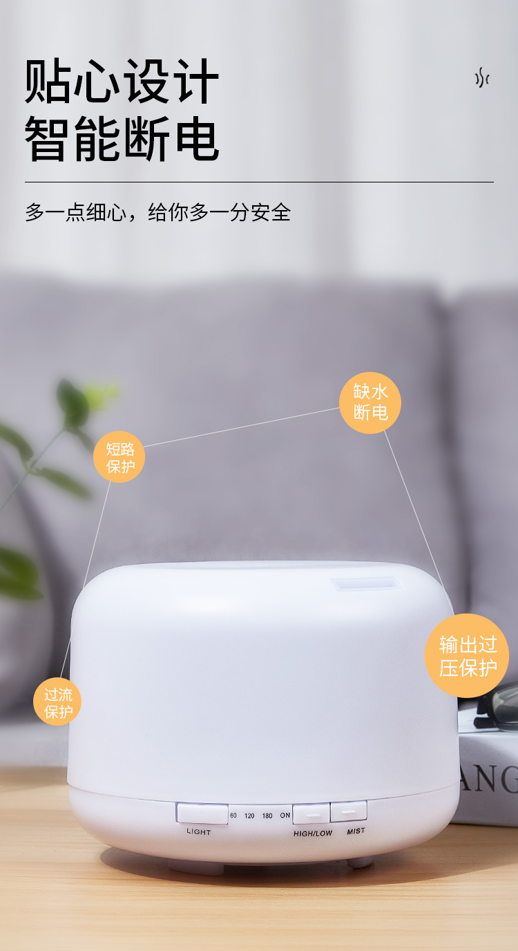 Remote control 500ml humidifier, Muji aroma diffuser, ultrasonic household air humidifier, seven-color night light aroma diffuser pic 7